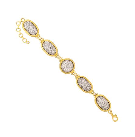 Gold Diamond Slice Link Bracelet