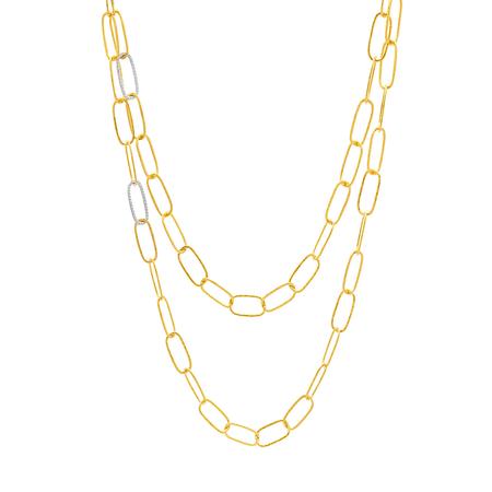 Geo Gold Diamond Link Long Necklace