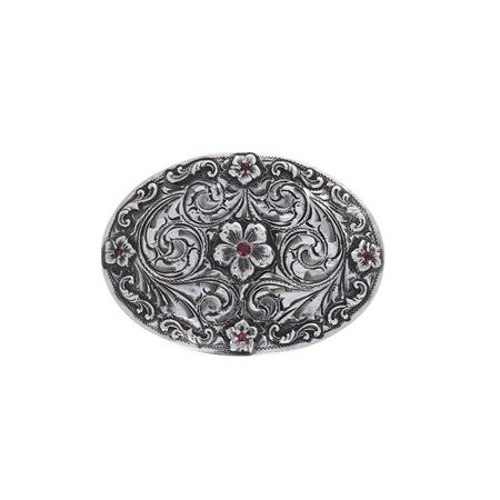 Ruby Wildflower Flower Scroll Belt Buckle