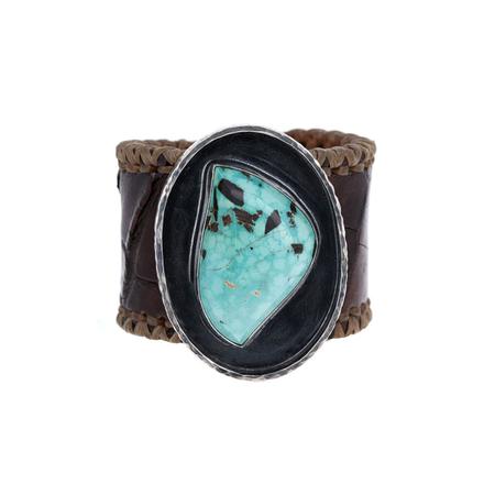 Carico Lake Turquoise Shadow Box Alligator Skin Cuff