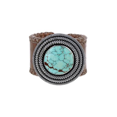 Number 8 Turquoise Alligator Skin Cuff