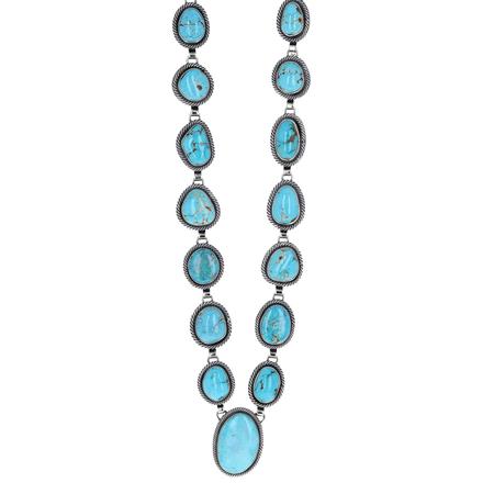 Large Royston Turquoise Lariat Necklace